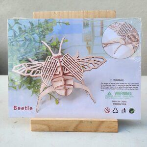 NEW 3D Wooden Beetle Puzzle Insect Animal Model Kit STEM Crafts DIY Brain Teaser